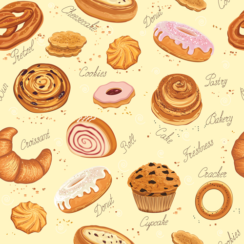 Bakery and cake seamless pattern vector seamless pattern vector pattern cake bakery   