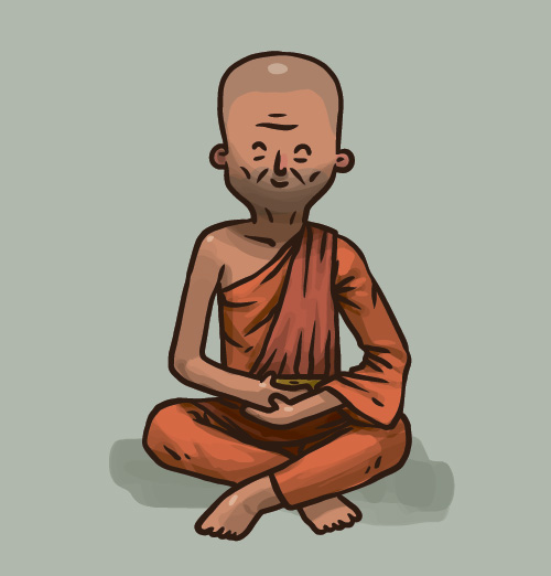 Hand drawn buddhist monk vector material 02 monk hand drawn buddhist   