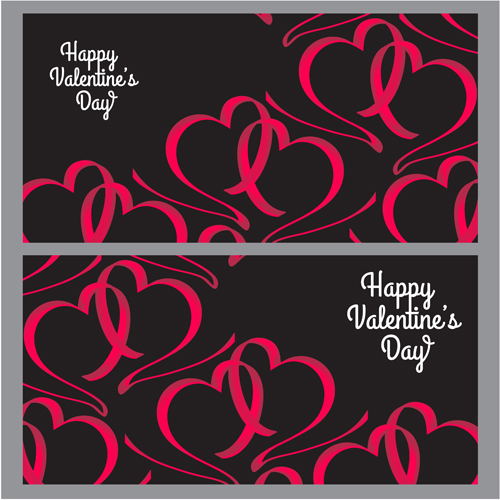 Ribbon heart valentine day banners vector 02 Valentine ribbon heart day banners   