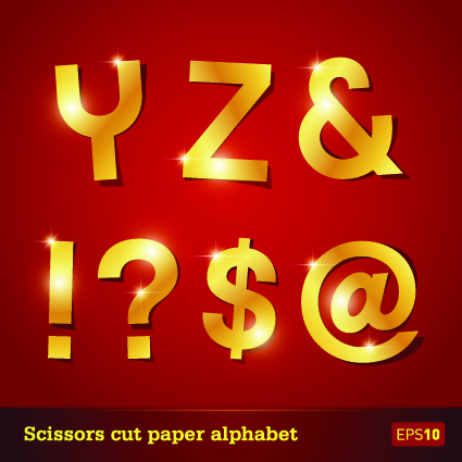 Golden paper alphabet vector art 04 paper golden alphabet   