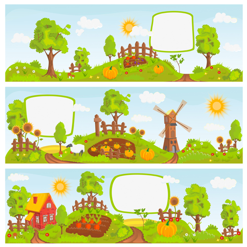 Fairytale town scenery banner vector 01 town scenery fairytale banner   