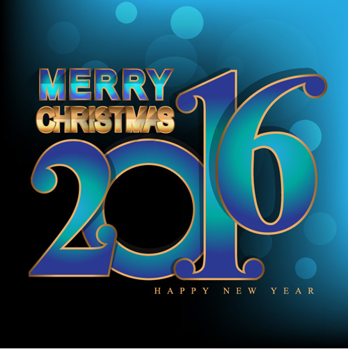 Blue with golden 2016 christmas and new year background vector year new golden christmas blue background 2016   
