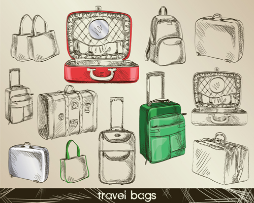 Set of Travel bags Illustration vector 03 Travel bags travel illustration   