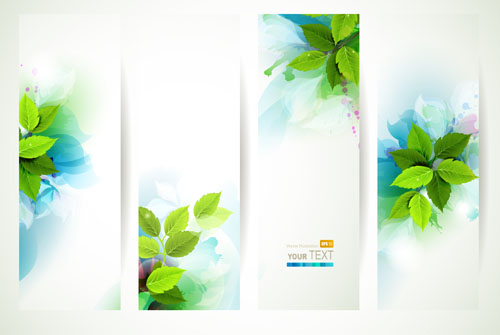 Green leaves with watercolor banner vector watercolor leave green leaves green banner   