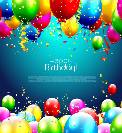 Confetti and colorful balloons birthday background vector 05 confetti colorful birthday balloons background   