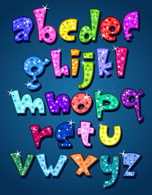 Cute Lower case shiny vector material 01 sparkling shiny Lower case alphabet   