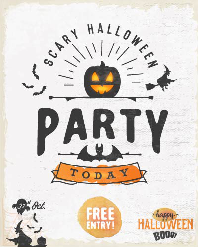 Halloween party night poster vintage vector material 01 poster party material halloween   