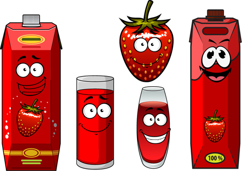 Cartoon style packaging with juice vector set 06 packaging juice cartoon   