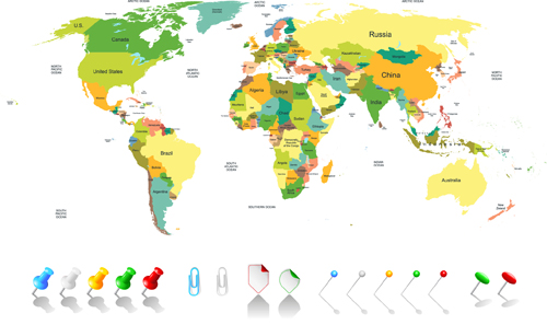 Colored world map design vector world map map colored   