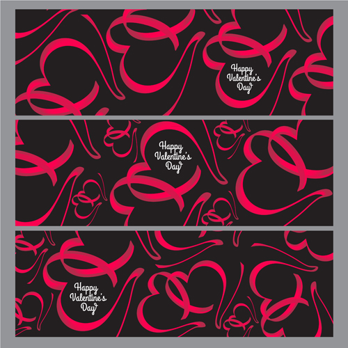 Ribbon heart valentine day banners vector 05 Valentine ribbon heart day banners   