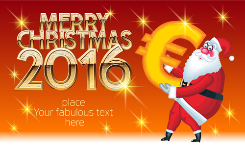 2016 merry christmas with funny santa vector design 06   