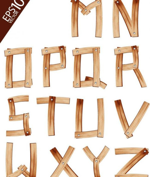 Wood texture alphabet vector material wood texture material alphabet   