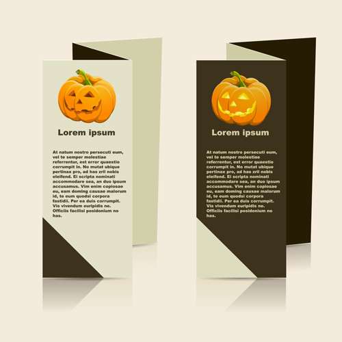 Fold flyer with brochure vector template set 16   