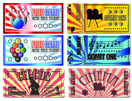 Tickets to the movie theater design elements vector 03 tickets theater movie image elements element   