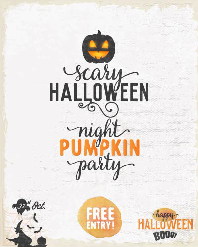 Halloween party night poster vintage vector material 02 poster party material halloween   
