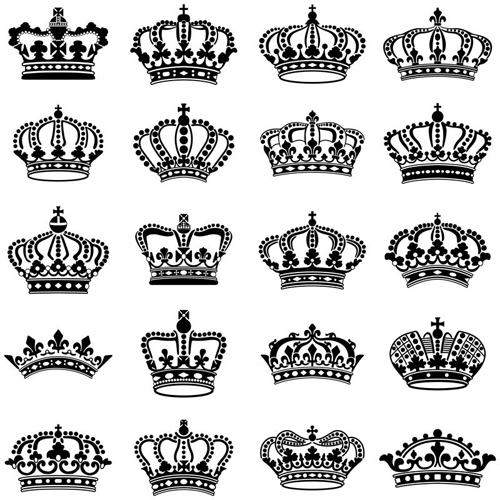 Vector crown creative silhouettes set 04 silhouettes crown   