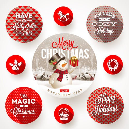 2015 christmas round labels vector 02 labels christmas 2015   