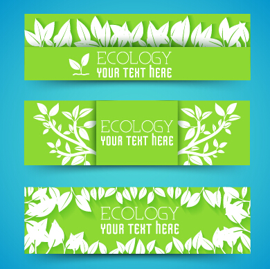 Ecology banner green style vector 01 Green style ecology banner   