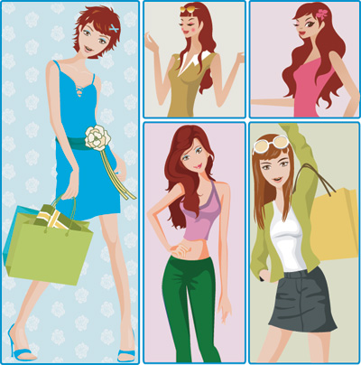 Shopping women 01 vector Vector shopping women vector MM shopping bags female fashion EPS format   