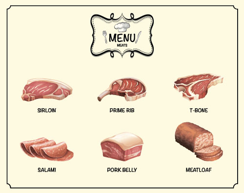 Restaurant meats menu vector material 02 restaurant menu Meats material   
