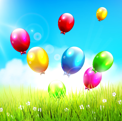 Green grass and colored balloons background green grass green colored balloons balloon background   