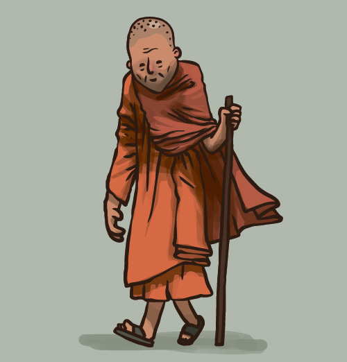 Hand drawn buddhist monk vector material 04 monk hand drawn buddhist   