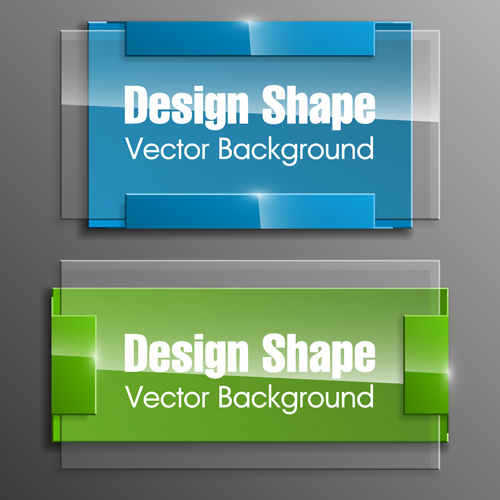 Colorful shape with glass banners vector set 24 Shape glass colorful banners   