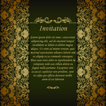 Retro floral invitation vector 03 Retro font invitation floral   