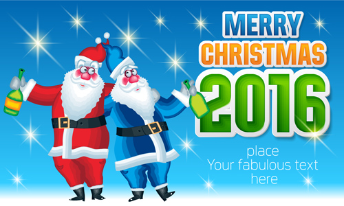 2016 merry christmas with funny santa vector design 08 santa funny christmas   