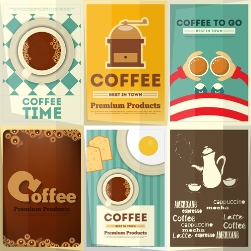 Retro coffee posters vector set Retro font posters coffee   