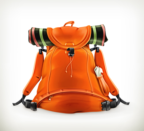 Orange travel backpack vector travel orange backpack   