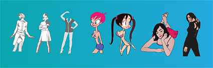 Different girls vector art vector shout sexy posture female cartoon characters   