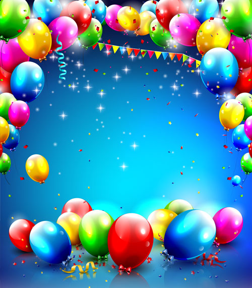 Confetti and colorful balloons birthday background vector 02 confetti colorful birthday balloons balloon   