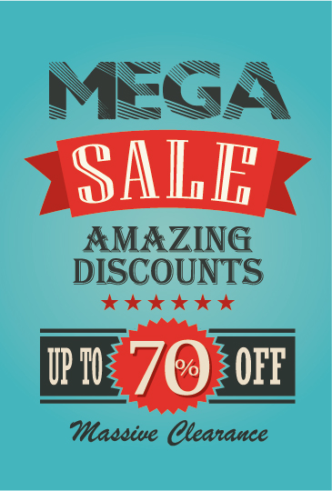 mega sale advertising poster retro vector 08 sale Retro font poster advertising   