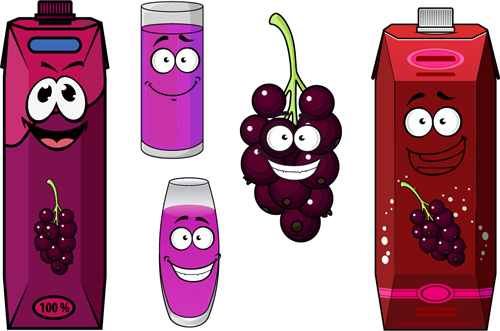 Cartoon style packaging with juice vector set 07 packaging juice cartoon   