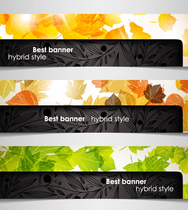 Set of hybrid style vector banner 04 style hybrid banner   