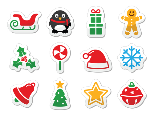Vector Set of different Xmas icons elements 03 xmas icons icon elements element different   