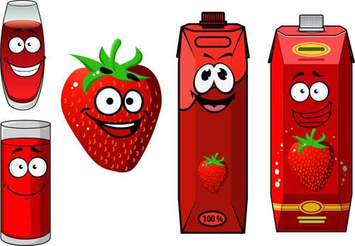 Cartoon style packaging with juice vector set 08 packaging juice cartoon   