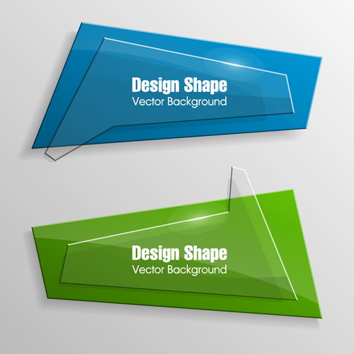 Colorful shape with glass banners vector set 21 Shape glass colorful banners   