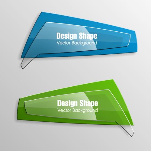 Colorful shape with glass banners vector set 16 Shape glass colorful banners   