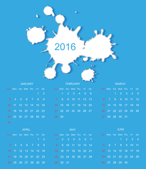 Simple Blue Calendar 2016 vector simple calendar 2016   