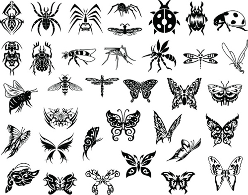 Silhouettes insects vector design   