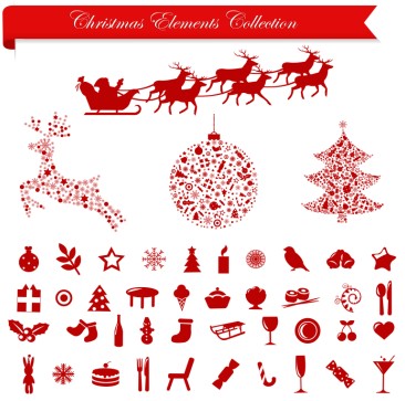 Vector Set of different Xmas icons elements 01 xmas icons icon elements element different   
