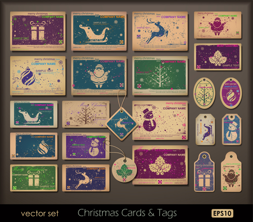 Retro Christmas card and tags tags tag Retro font collection christmas card   