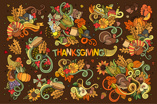 Thanksgiving day autumn hand drawing illustration vector Thanksgiving Day illustration Hand drawing   