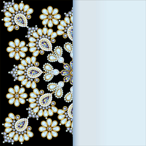 Stones and diamonds floral background vector 01 floral background floral diamonds background vector background   
