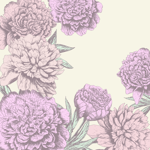 Retro hand drawn flowers background design 04 hand-draw hand drawn flowers flower drawn background design background   