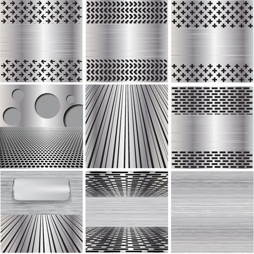 Various metal style background set vector 03 Various metal style metal background   