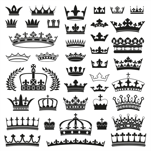 Vector crown creative silhouettes set 03   