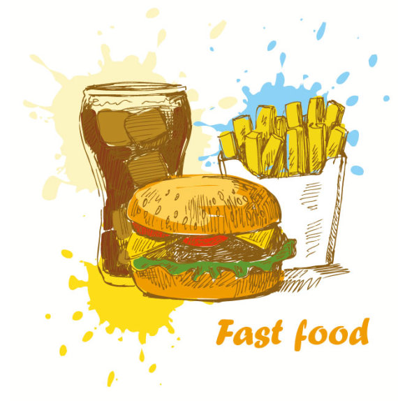Hand drawn Different food elements vector 04 hand drawn food elements element different   